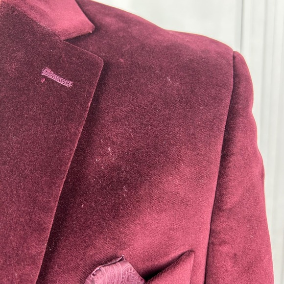 Alfani Red Wine Velvet Slim Fit 2-Button Blazer, Mens 38S - Picture 2 of 15